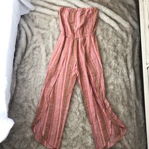 Anthropologie Strapless Wide Leg Jumpsuit.